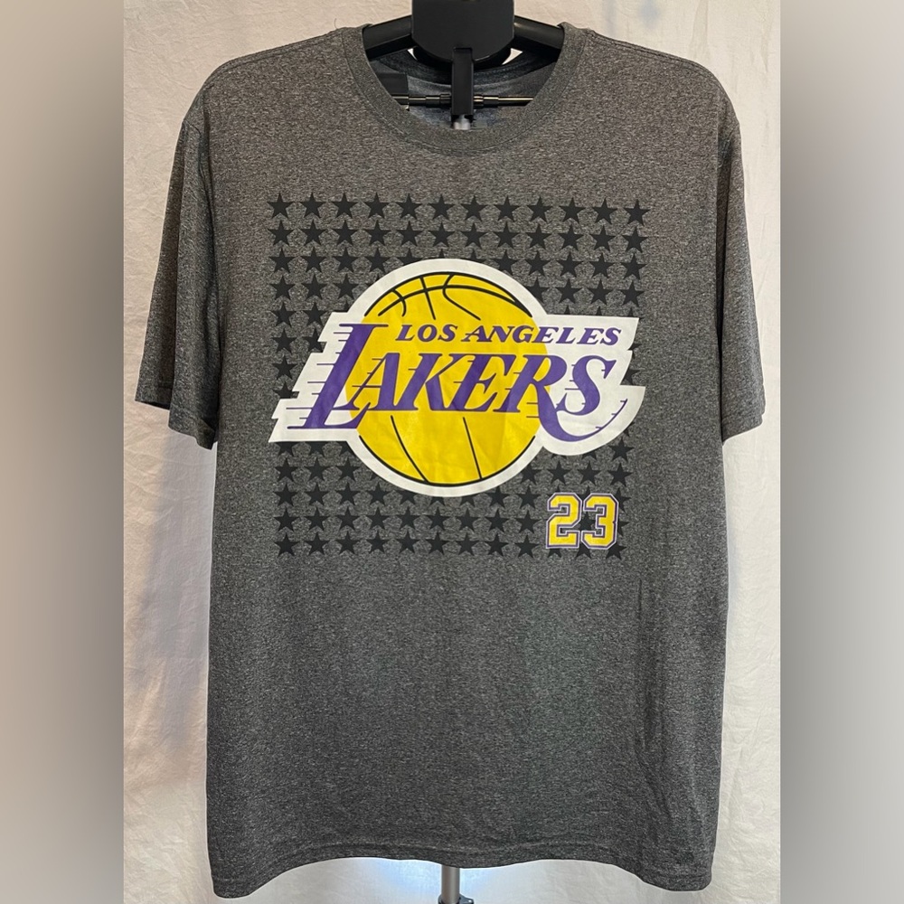 Men’s NBA Los Angeles Lakers LeBron James #23 T Shirt, XL, Gray